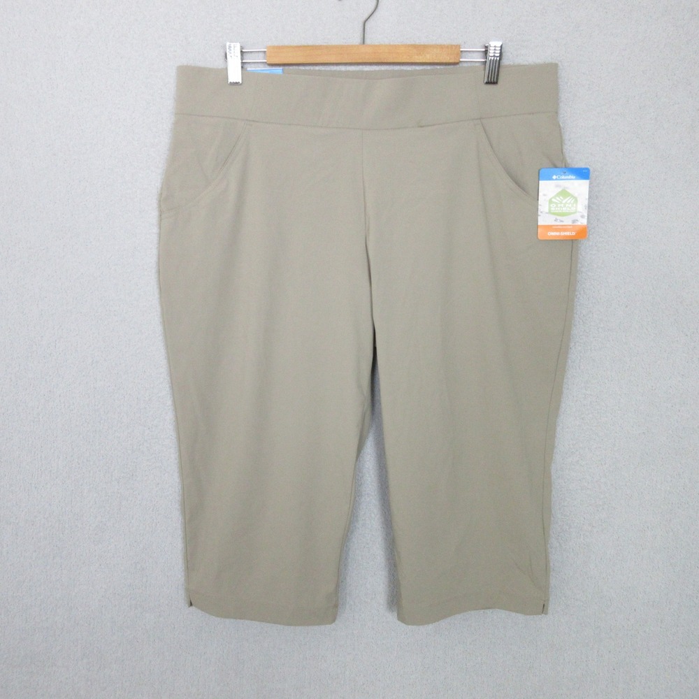 Columbia Capri Pants Women XL Tan Omni-Shield Outdoor Hiking Cropped XL0992